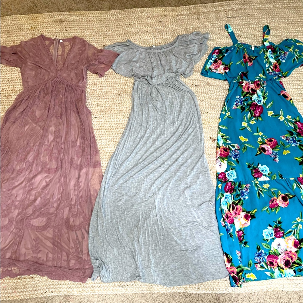 MATERNITY PINK BLUSH MAXI DRESSES